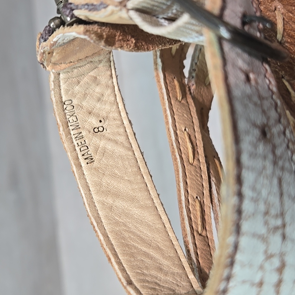 🤍🤎 Bed Stu Distressed White and Brown Artemis Sandals - Picture 11 of 12